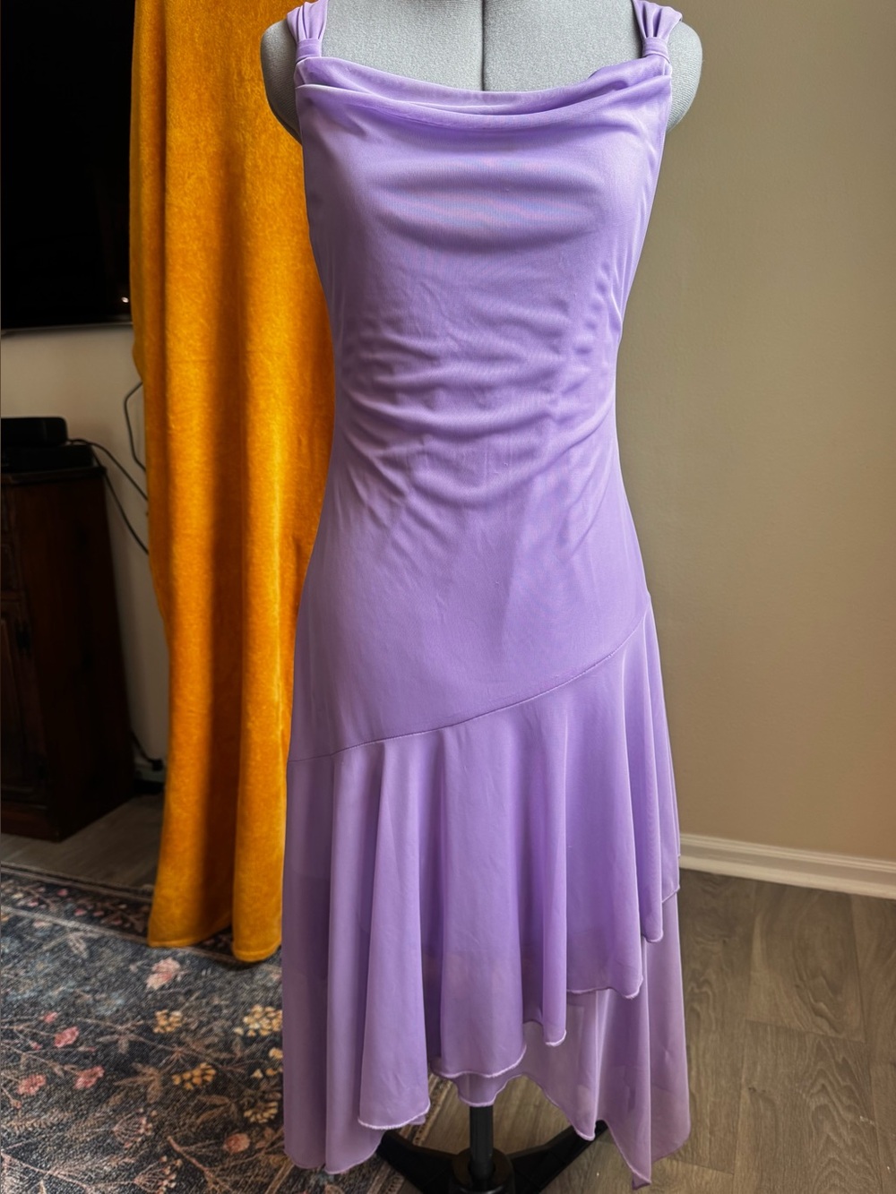 Vintage 80s Lavender Asymmetric Hem Dress size large